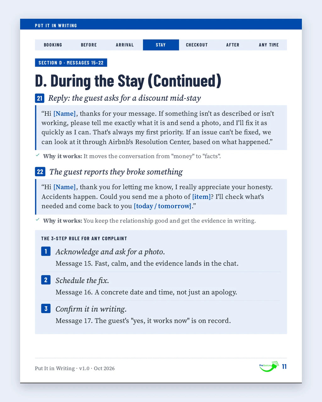Replies to guest complaints and the 3-step rule for any complaint