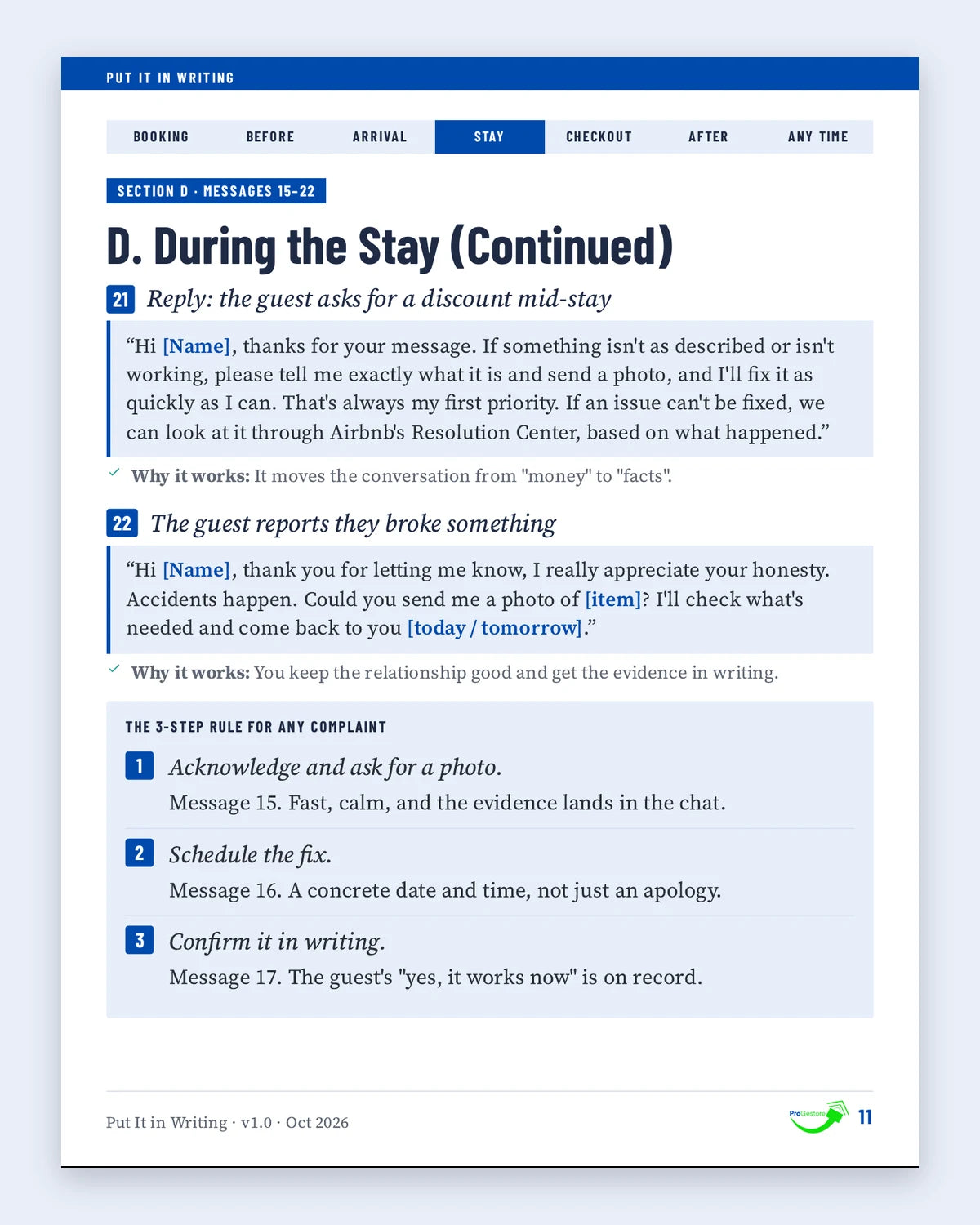 Replies to guest complaints and the 3-step rule for any complaint