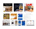 English short-term rental host bundle featuring a reservation and expense spreadsheet, welcome book templates, guest information designs and social media templates.